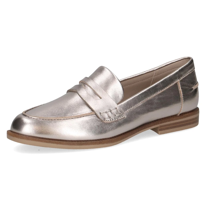 CAPRICE Women’s Leather Slip-ons, Brown (Taupe Metallic), 7 UK