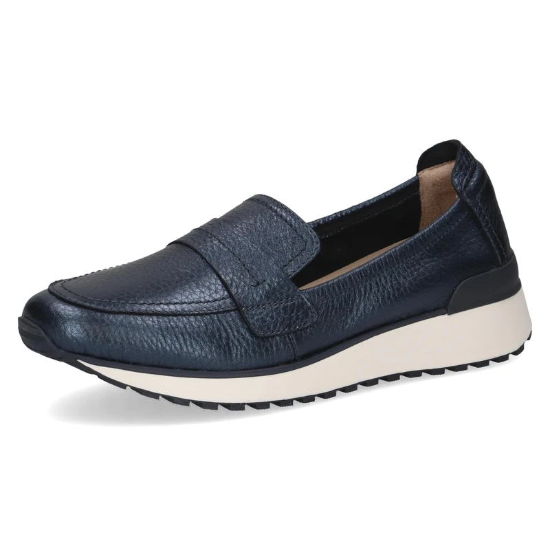CAPRICE Women’s Leather Slip-ons, Blue (Ocean PER.Deer), 5 UK