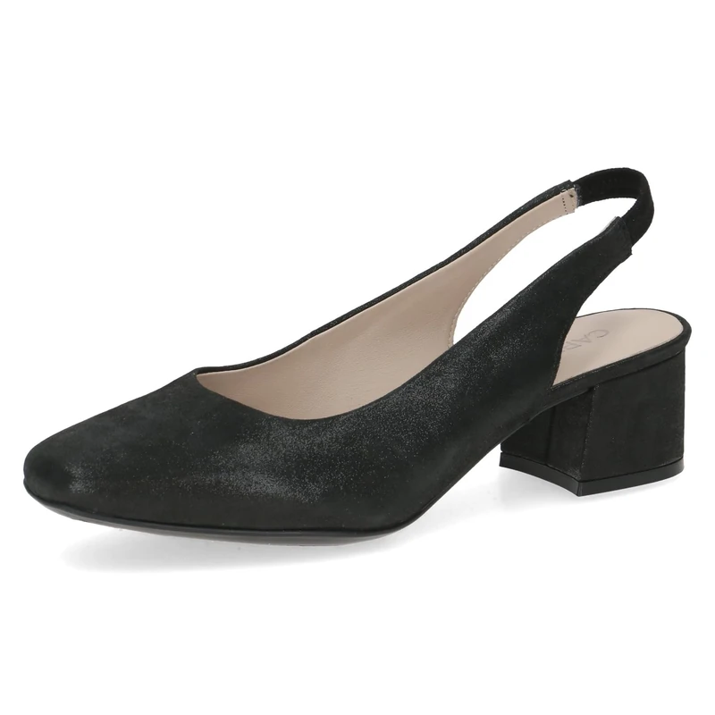 CAPRICE Women's Leather Pumps, Black (Black Metallic), 6.5 UK
