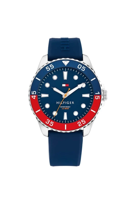 Tommy Hilfiger Three Hand Quartz Movement Watch for Men with Blue Silicone Bracelet - 1792200