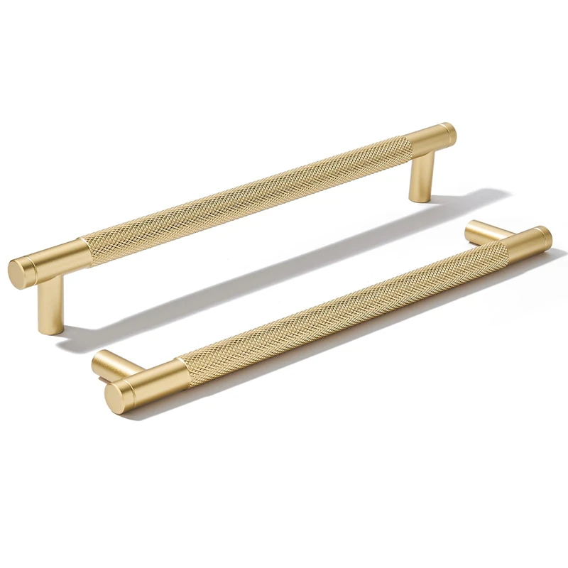 khtumeware 10 Pack 8 Inch(203mm) Aluminum Handles Knurled Gold Cabinet Pulls Drawer Pulls Kitchen Hardware Kitchen Handles for Cabinets Cupboard Handles