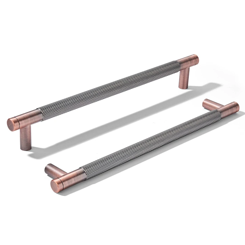 khtumeware 10 Pack 8 Inch(203mm) Aluminum Handles Knurled Brushed Antique Copper Cabinet Pulls Drawer Pulls Kitchen Hardware Kitchen Handles for Cabinets Cupboard Handles