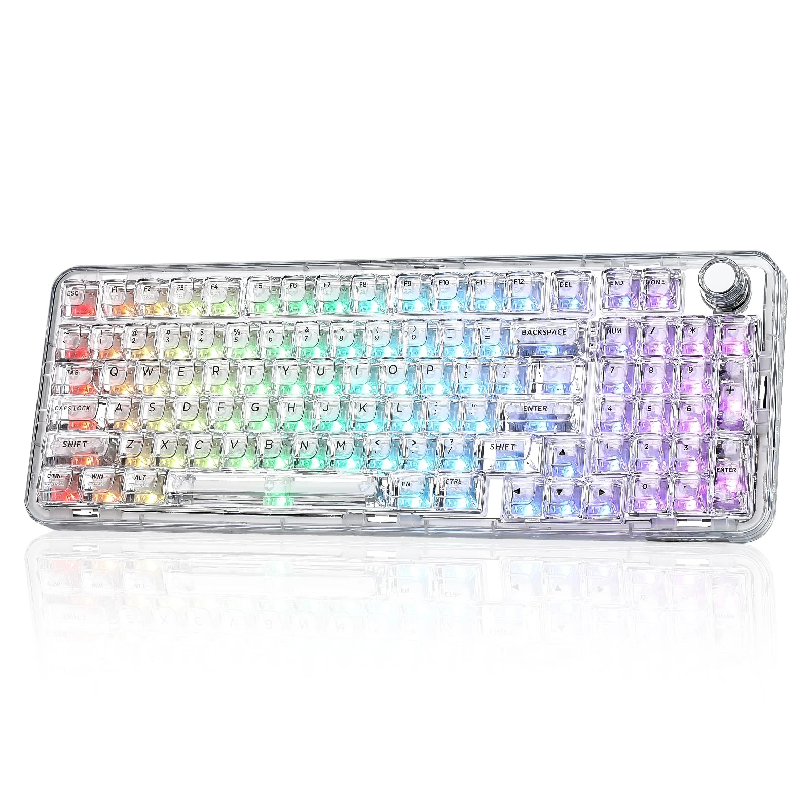 YUNZII X98 QMK/VIA Wireless Mechanical Gaming Keyboard with Knob,Tri-Mode BT5.0/USB-C/2.4GHz Hot Swappable Keyboard,Pre-lubed Switches Gasket Mount RGB Backlit for Wins/Mac (White, Snow Switch)