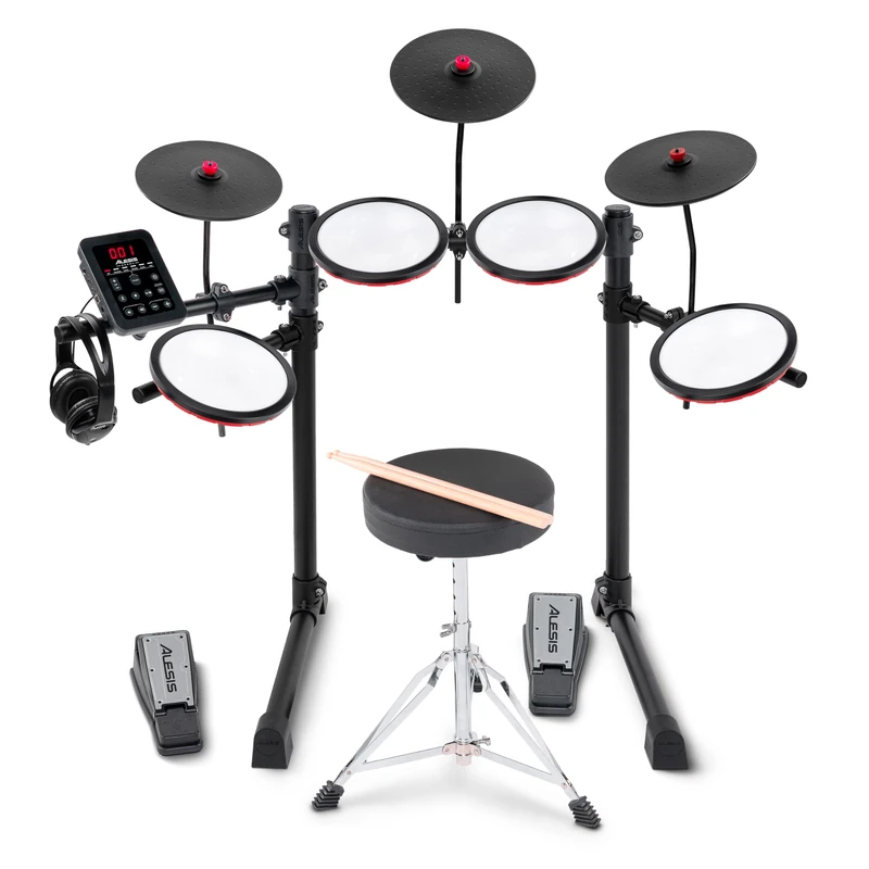 Alesis Turbo Max Electric Drum Kit with Quiet 8-inch Mesh Pads, Lessons, Bluetooth and Accessories, Foldable