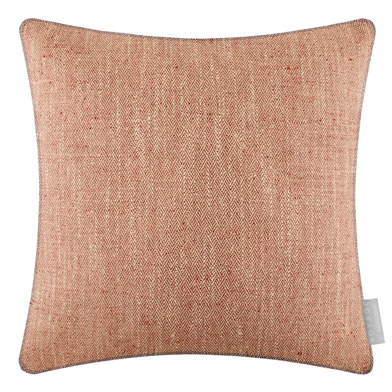 Voyage Maison Jedburgh Feather Filled Cushion – Herringbone Textured Woven Artisan Country Décor (Rust - 50x50cm)