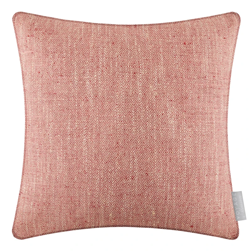 Voyage Maison Jedburgh Feather Filled Cushion – Herringbone Textured Woven Artisan Country Décor (Garnet - 50x50cm)