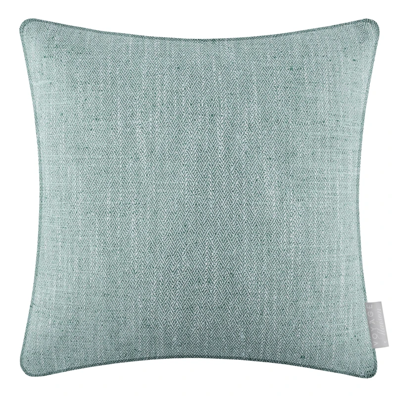 Voyage Maison Jedburgh Feather Filled Cushion – Herringbone Textured Woven Artisan Country Décor (Teal - 50x50cm) - Image 1