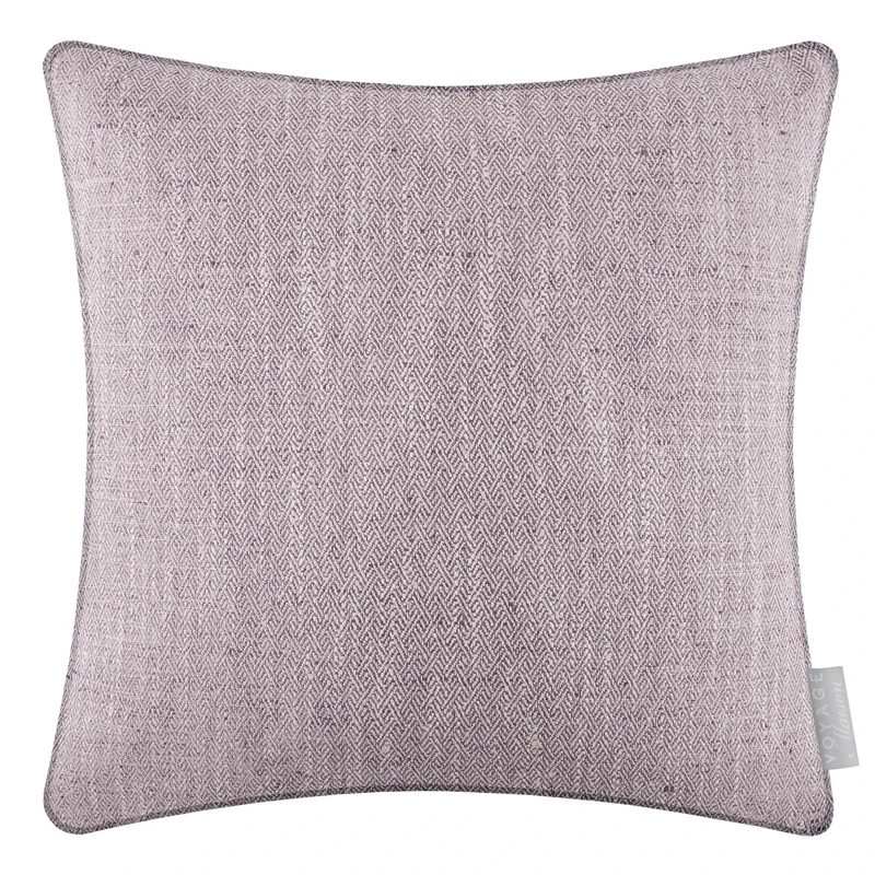 Voyage Maison Jedburgh Feather Filled Cushion – Herringbone Textured Woven Artisan Country Décor (Heather - 50x50cm)
