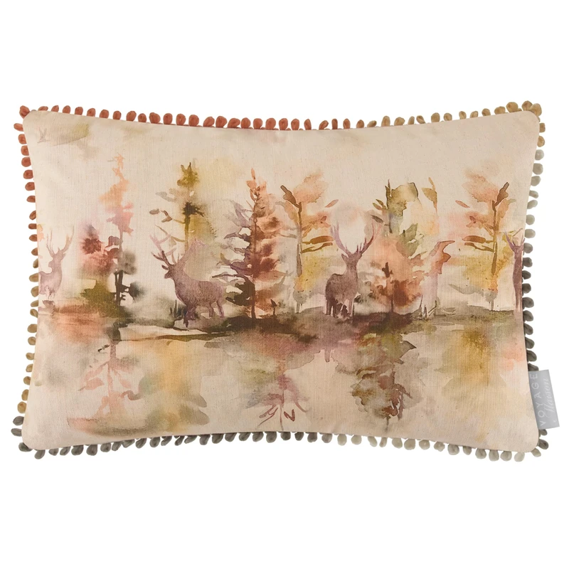Voyage Maison Wilderness Feather Filled Cushion – Woodland Watercolour Cotton Blend Luxury Home Decor (Plum - 40x60cm)