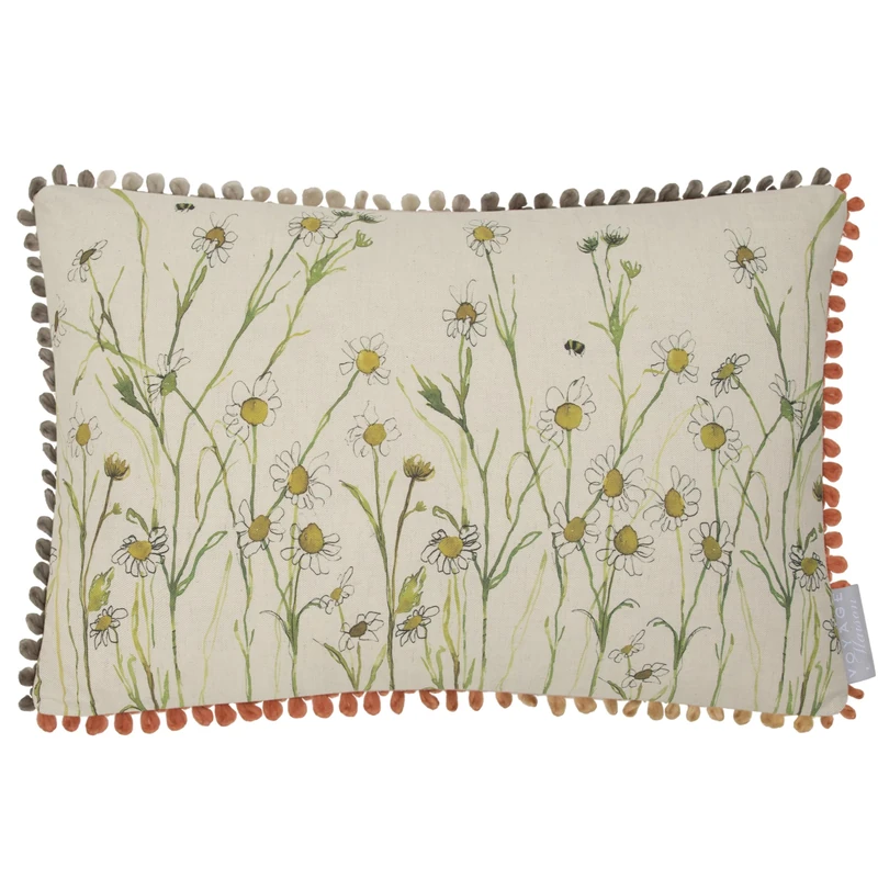 Voyage Maison Ellaphie Feather Filled Cushion – Pressed Flowers Cotton Blend British Meadow Country Charm (Linen - 40x60cm)