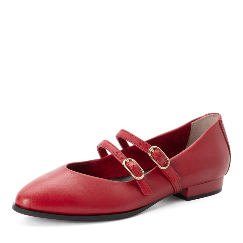 MARCO TOZZI Women Ballerinas Soft Feel Me Footbed Leather Soft Lining Pointed, red (RED), 7 UK - Image 1