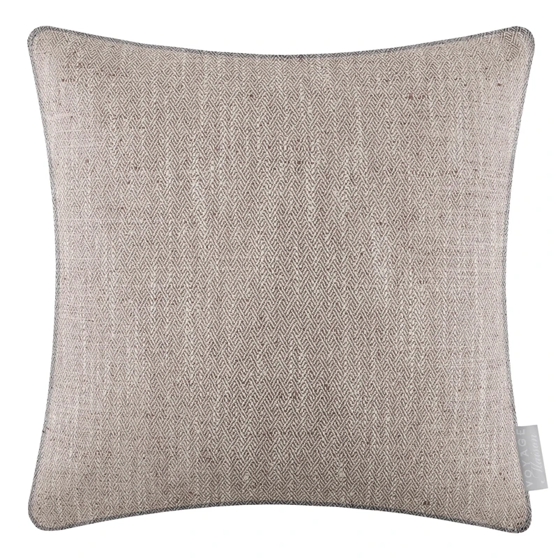 Voyage Maison Jedburgh Feather Filled Cushion – Herringbone Textured Woven Artisan Country Décor (Nut - 50x50cm)