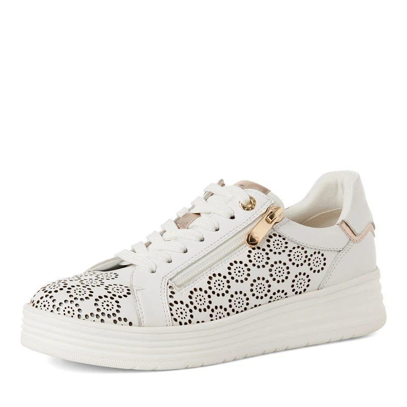 MARCO TOZZI Women's Sneaker Soft Feel Me Removable Footbed Leather Soft Lining Modern, White (White Comb), 5.5 UK