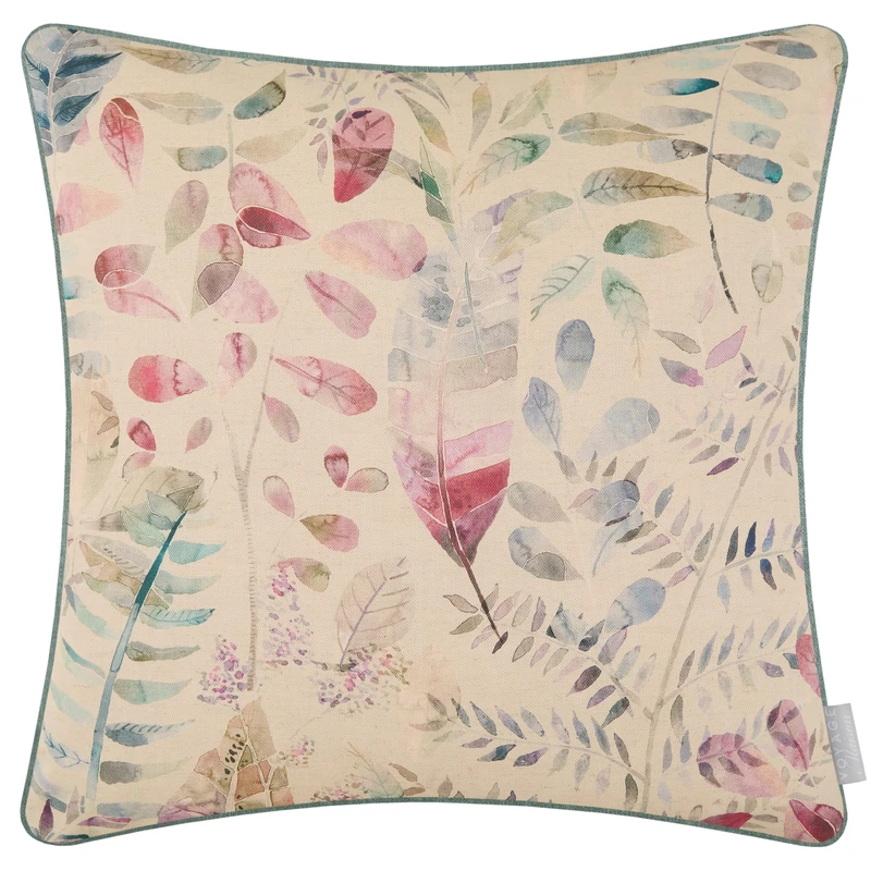 Voyage Maison Kenton Feather Filled Cushion – Hand-Painted Watercolour Floral Cotton Blend (Loganberry - 50x50cm)