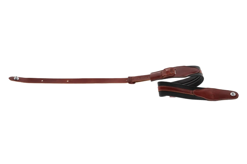 GEWA Guitar Strap Prestige Series, Genuine Leather, Width 65 mm, Length 103-139 cm, Security Locks – Chrome, Black Croc/Brown – Black, Handmade in Europe