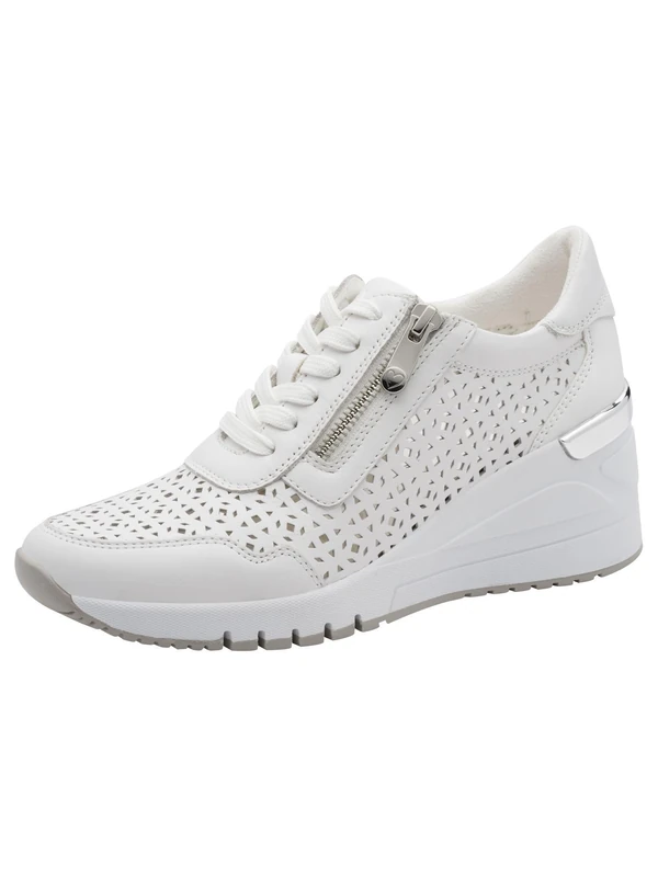 MARCO TOZZI Women's Sneaker Soft Feel Me Removable Footbed Leather Soft Lining Stylish, White (White), 6 UK