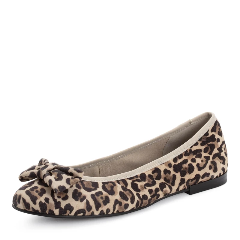 MARCO TOZZI Women Ballerinas soft Feel Me Footbed Leather soft Lining Fashionable, beige (LEO BEIGE), 4 UK