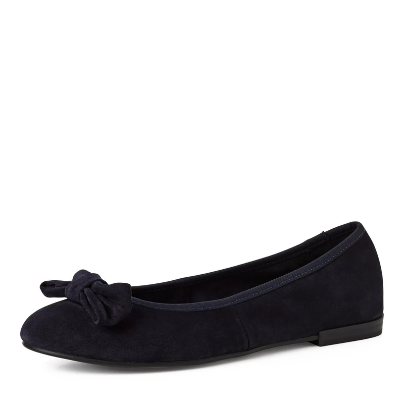 MARCO TOZZI Women Ballerinas Soft Feel Me Footbed Leather Soft Lining Fashionable, Blue (Navy), 7.5 UK