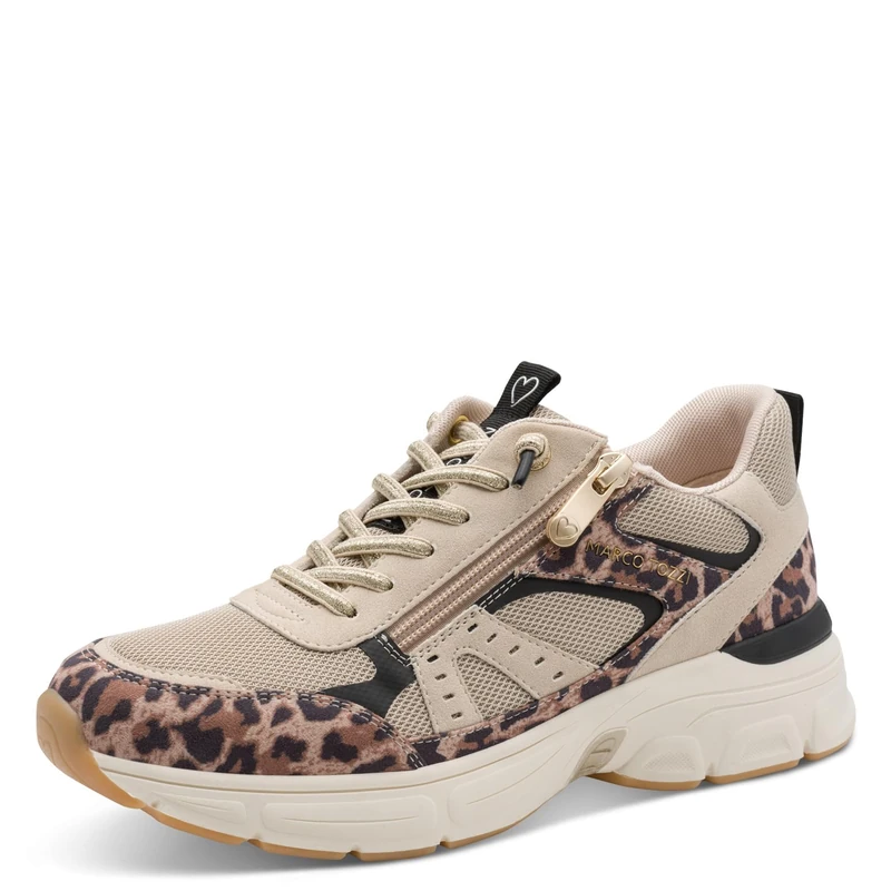 MARCO TOZZI Women's Sneaker Soft Feel Me Removable Footbed Soft Lining Modern, Beige (Leo Beige Comb), 5.5 UK