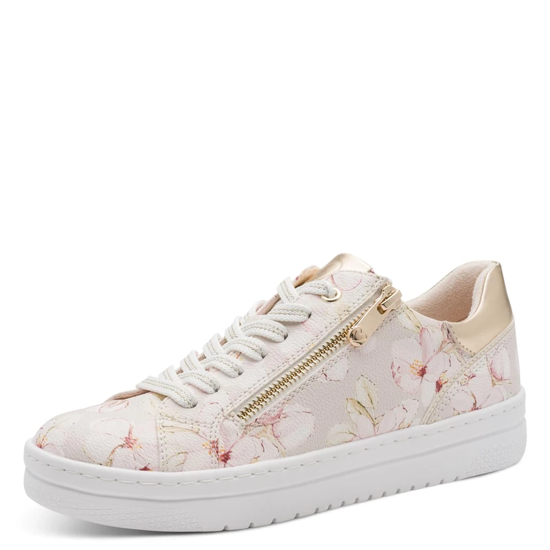 MARCO TOZZI Women Sneakers Soft Feel Me Removable Footbed Soft Lining Vegan Modern, Beige (Cream Comb), 7.5 UK