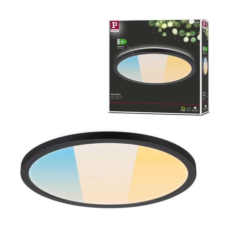 Paulmann 71276 LED Panels Atria Shine IP44 Round 298 mm 14,8W 2250lm 3000-6500K Black