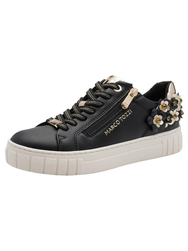 MARCO TOZZI Women's Sneaker Soft Feel Me Removable Footbed Soft Lining Modern, Black (Black Comb), 5.5 UK