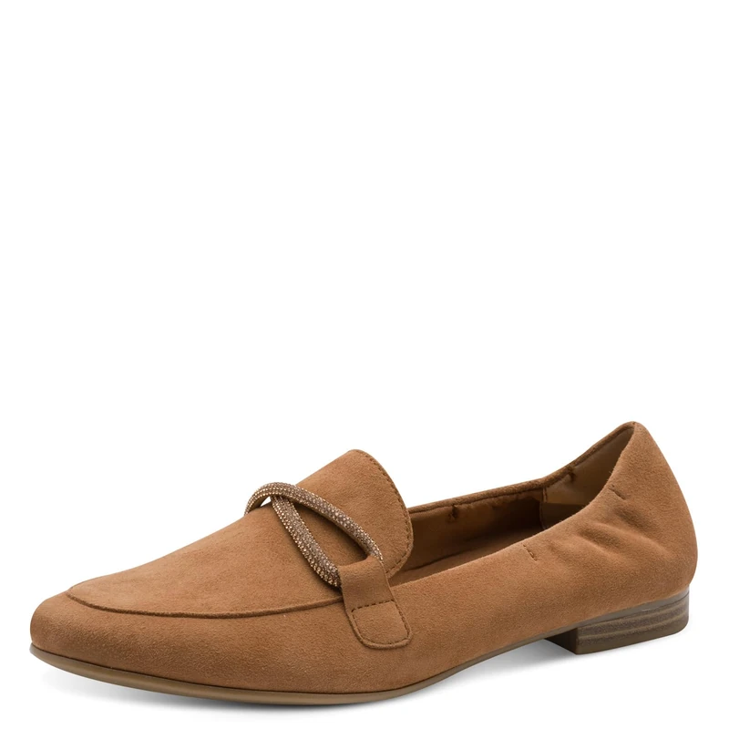 MARCO TOZZI Women's Loafers Soft Feel Me Footbed Leather Soft Lining Elegant, Beige (Biscuit), 4.5 UK