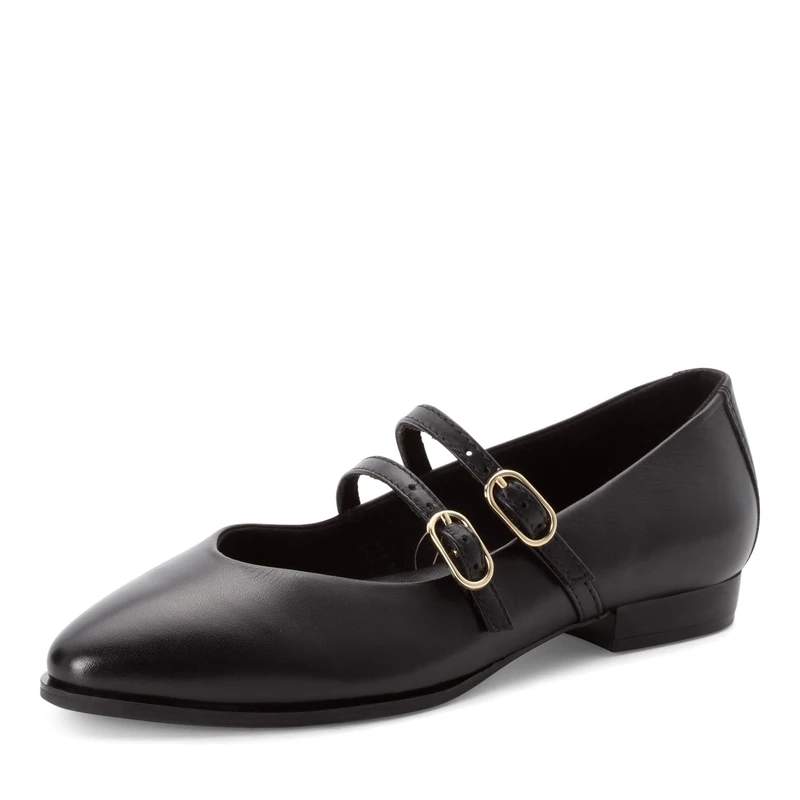 MARCO TOZZI Women Ballerinas Soft Feel Me Footbed Leather Soft Lining Pointed, Black (Black), 7 UK - Image 1