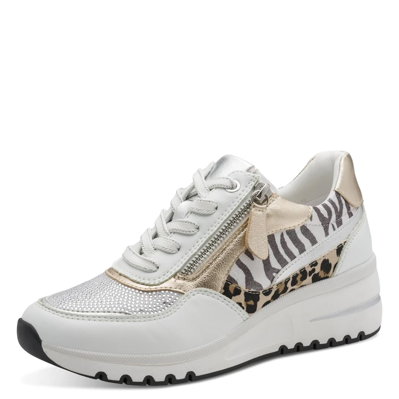 MARCO TOZZI Women's Sneaker Soft Feel Me Removable Footbed Soft Lining Modern, Grey (Quartz Comb), 8.5 UK