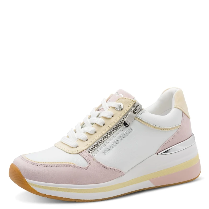MARCO TOZZI Women’s Sneaker Soft Feel Me Removable Footbed Soft Lining Stylish, White (White/Rose), 4.5 UK