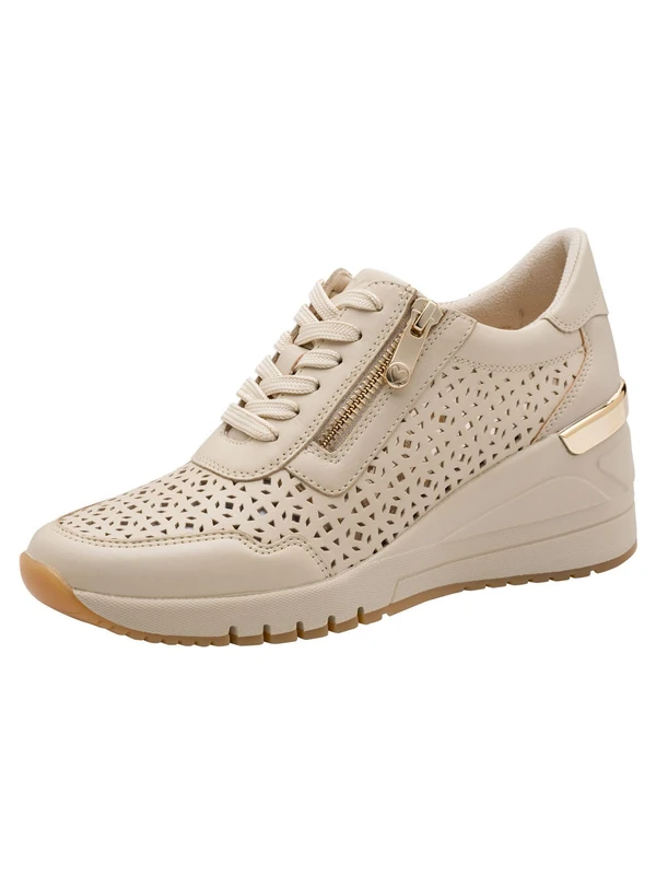 MARCO TOZZI Women's Sneaker Soft Feel Me Removable Footbed Leather Soft Lining Stylish, Beige (Cream), 4.5 UK