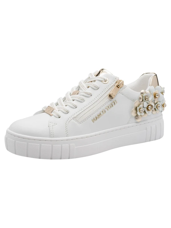 MARCO TOZZI Women's Sneaker Soft Feel Me Removable Footbed Soft Lining Modern, White (White Comb), 4 UK