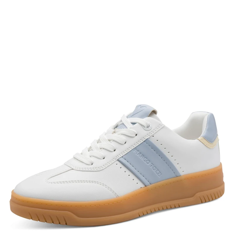 MARCO TOZZI Women Sneaker Soft Feel Me Footbed Soft Lining Fashionable, White (White/LT. Blue), 7 UK - Image 1