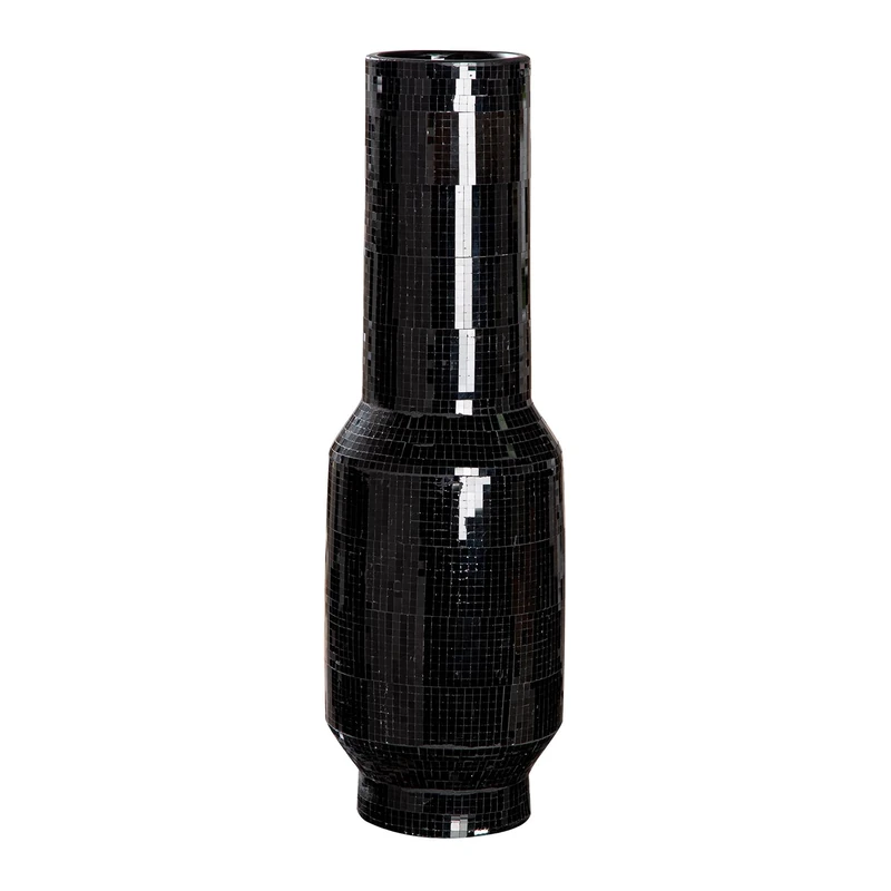 GILDE Black Disco Floor Vase, Ceramic, Black, Height 51 cm x Diameter 16 cm, Decorative Vase