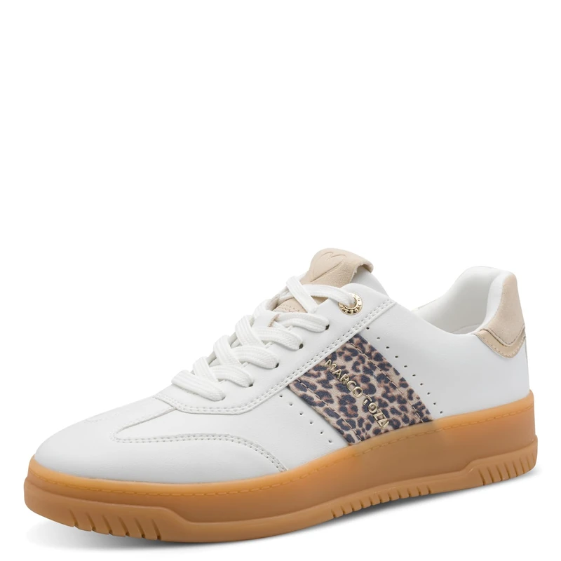 MARCO TOZZI Women Sneaker soft Feel Me footbed soft Lining Fashionable, white (WHITE/LEO), 7.5 UK