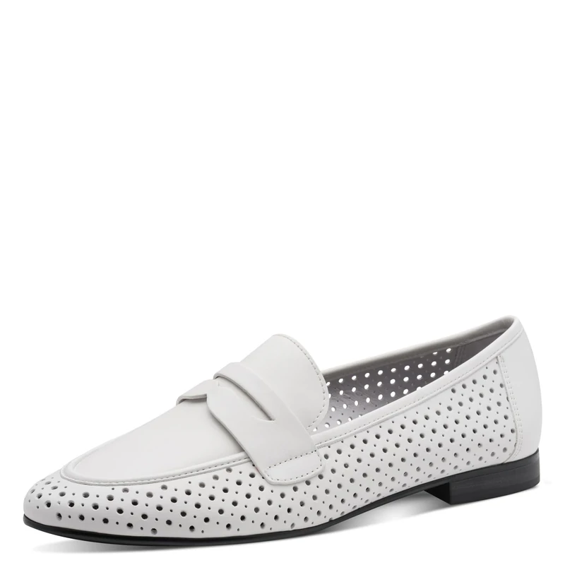 MARCO TOZZI Women Slip-ons Soft Feel Me Footbed Leather Soft Lining Stylish, White (White), 5.5 UK