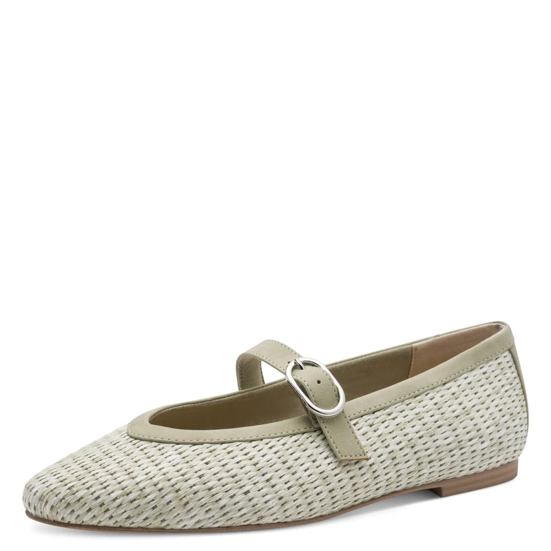 MARCO TOZZI Women Ballet Flats Soft Feel Me Footbed Soft Lining Vegan Strap, Khaki (Moss), 8.5 UK - Image 1