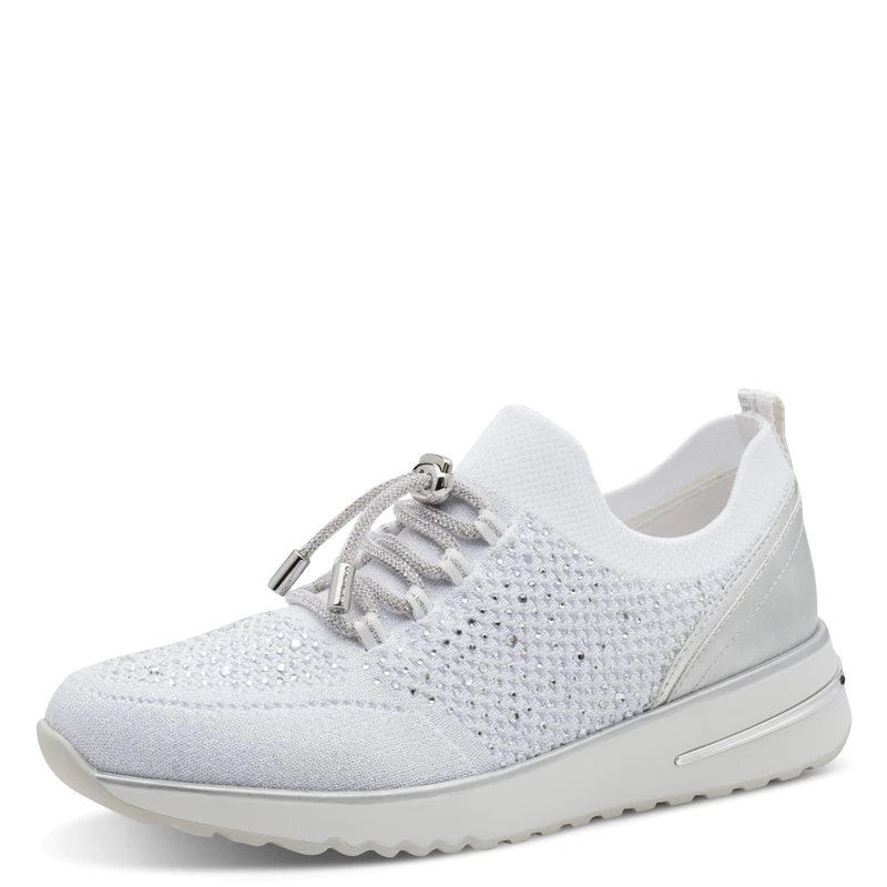 MARCO TOZZI Women’s Sneaker Soft Feel Me Removable Footbed Soft Lining Elastic, White (White Comb), 7.5 UK