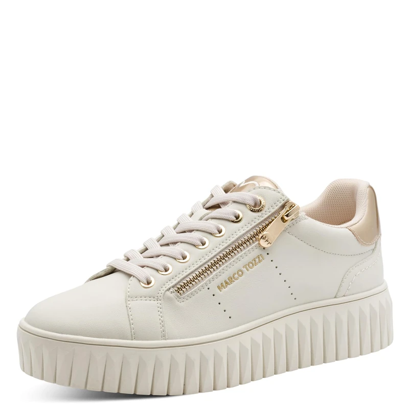 MARCO TOZZI Women’s Sneaker Soft Feel Me Removable Footbed Soft Lining Stylish, Beige (Cream Comb), 7 UK