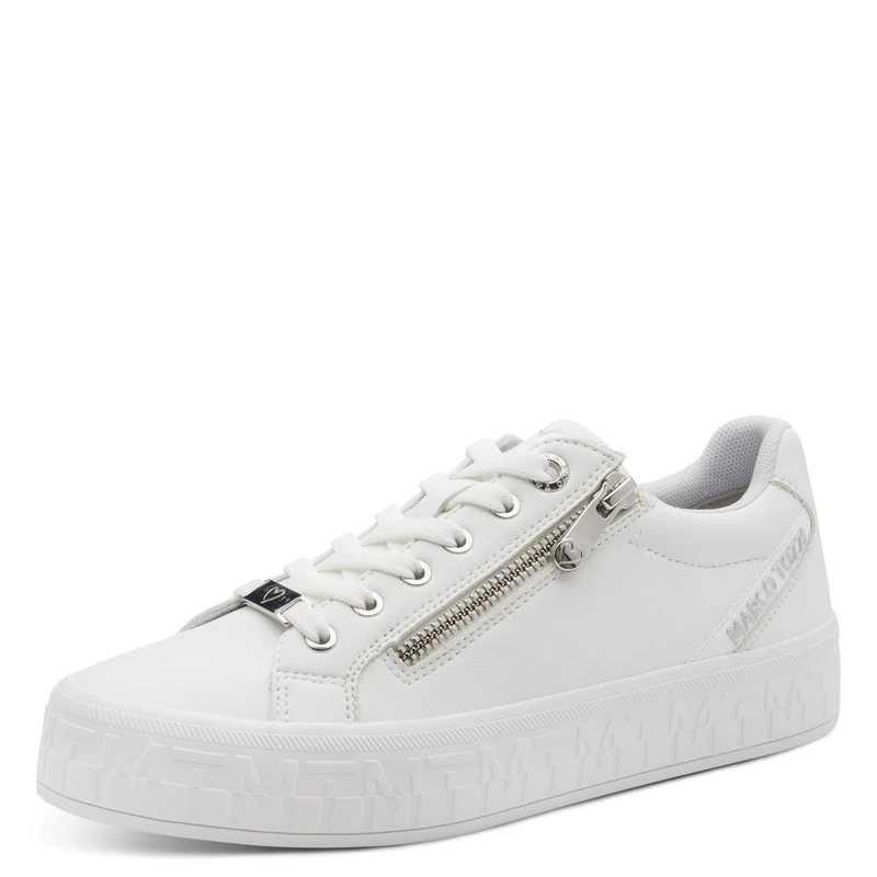 MARCO TOZZI Women’s Sneaker Lacing and Zipper Simple, White (White), 4 UK - Image 1