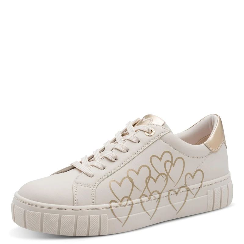 MARCO TOZZI Women's Sneaker Soft Feel Me Removable Footbed Soft Lining Vegan Vegan, Beige (Cream Comb), 5.5 UK