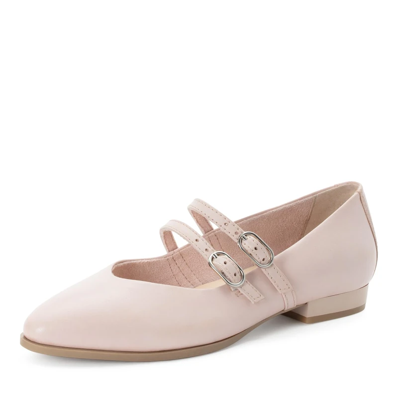 MARCO TOZZI Women Ballerinas Soft Feel Me Footbed Leather Soft Lining Pointed, Pink (Nude), 7.5 UK - Image 1