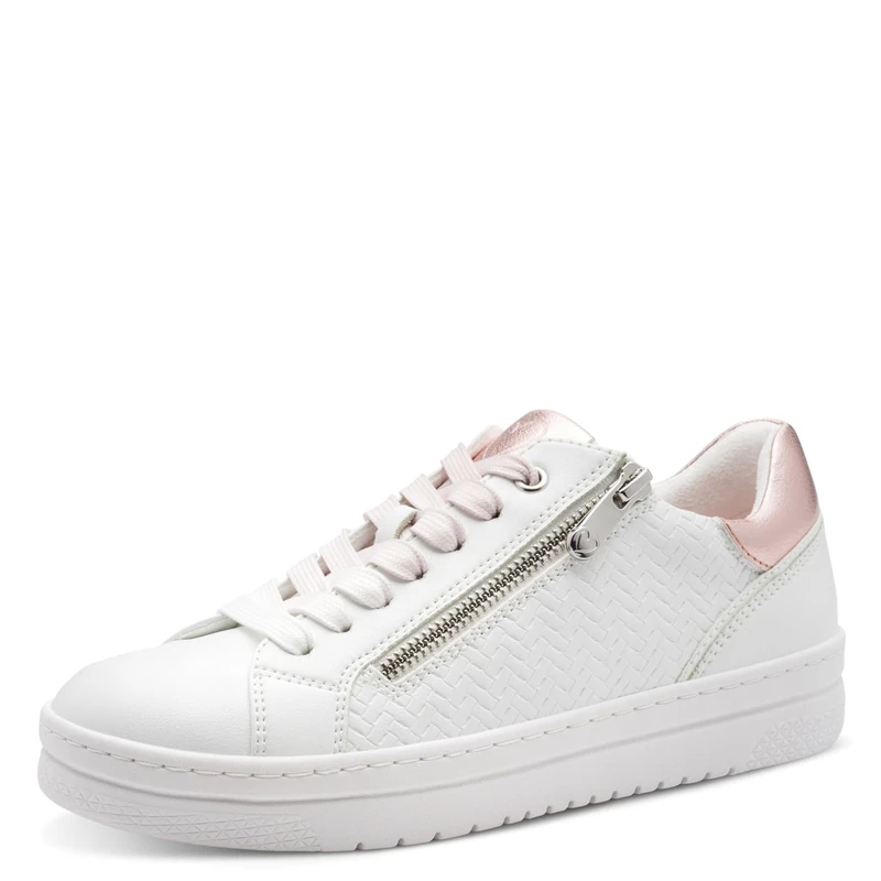 MARCO TOZZI Women Sneakers Soft Feel Me Removable Footbed Soft Lining Vegan Modern, White (White/Powder), 4.5 UK