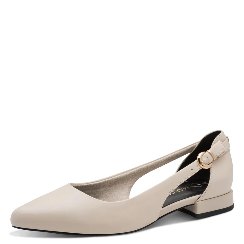 MARCO TOZZI Women Ballerinas Soft Feel Me Footbed Leather Soft Lining Pointed, Beige (Cream), 7 UK - Image 1