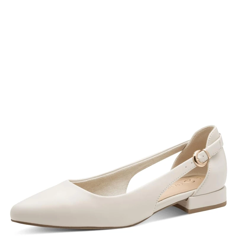 MARCO TOZZI Women Ballet Flats Soft Feel Me Footbed Soft Lining Vegan Pointed, Beige (Cream), 8.5 UK