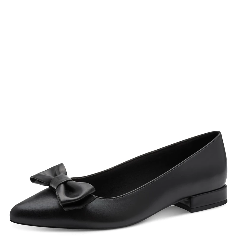 MARCO TOZZI Women Ballet Flats Soft Feel Me Footbed Soft Lining Vegan Pointed, Black (Black), 7.5 UK