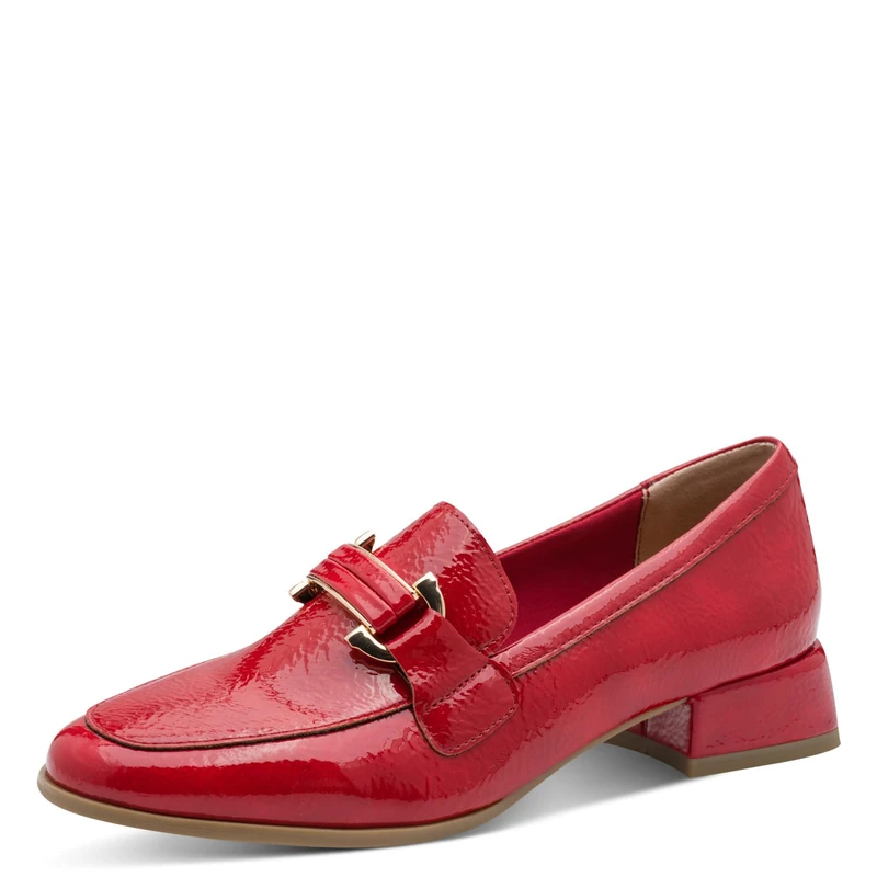 MARCO TOZZI women's loafers soft Feel Me footbed soft lining Vegan shock-absorbing heel Vegan, red (RED PATENT), 4 UK