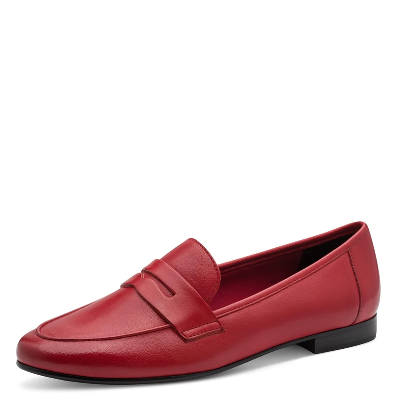 MARCO TOZZI Women's Loafers Soft Feel Me Footbed Leather Soft Lining Comfortable, red (RED), 6 UK