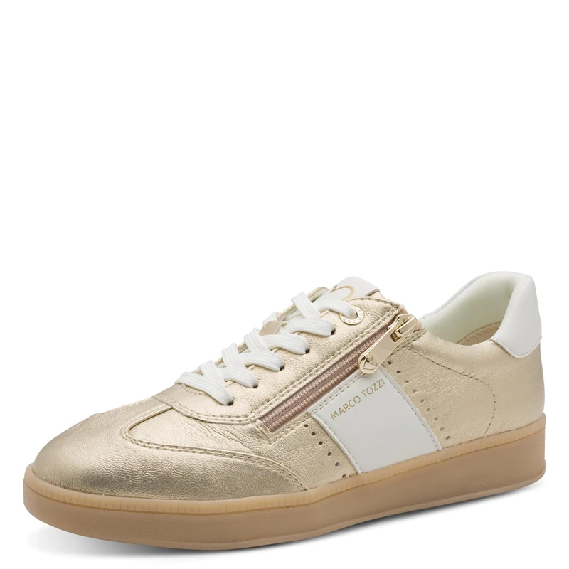 MARCO TOZZI Women's Sneaker Soft Feel Me Removable Footbed Soft Lining Modern, Metallic (LT.Gold), 4 UK