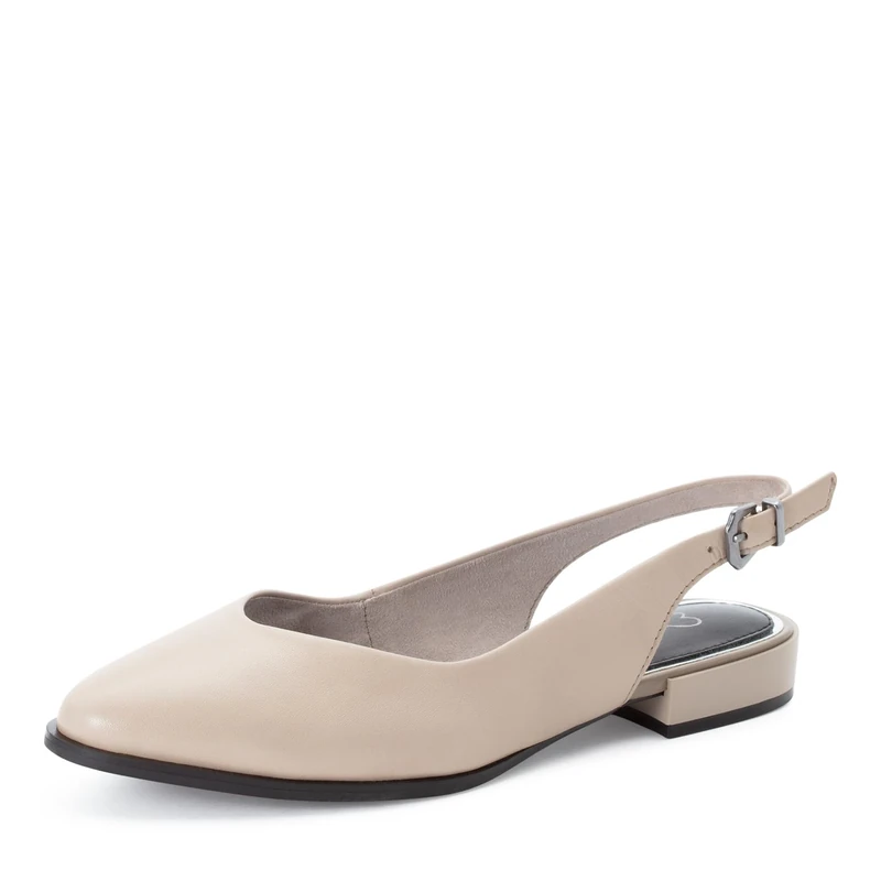 MARCO TOZZI Women Ballerinas Soft Feel Me Footbed Leather Soft Lining Pointed, Beige (Taupe), 6 UK